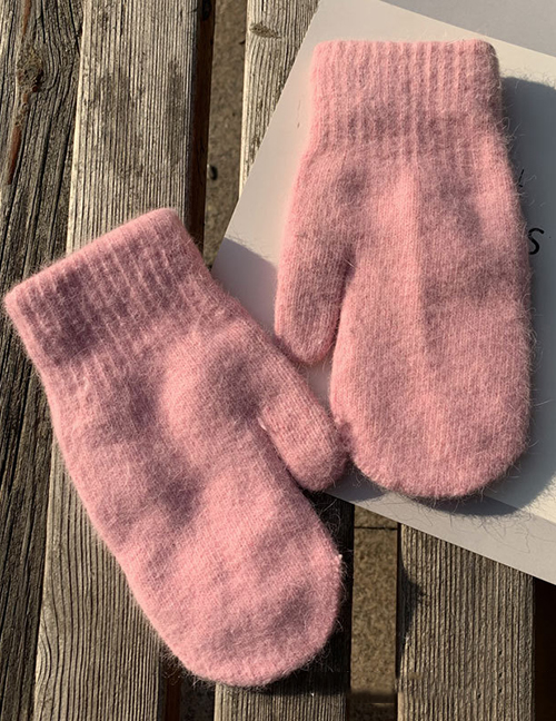 Fashion Light Pink Mitten Short Rabbit Fur Gloves