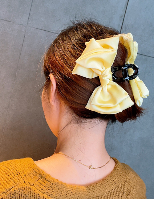 Fashion Warm Yellow Silk Multi-layer Bow Grabbing Clip
