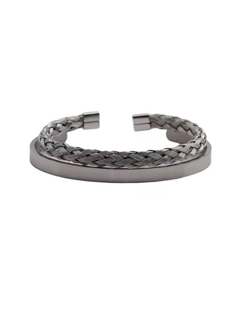 Fashion Steel Color 2 Piece Set C Titanium Steel Roman Braided Bracelet Set