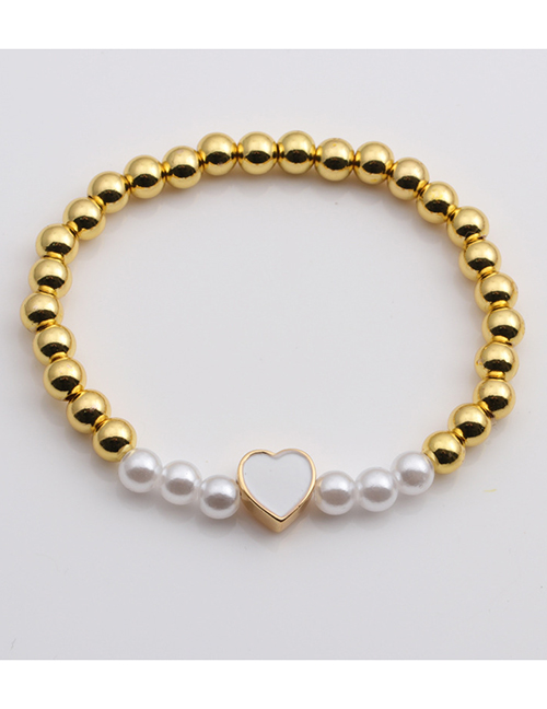 Fashion D-white Copper Beads Beaded Pearl Love Bracelet