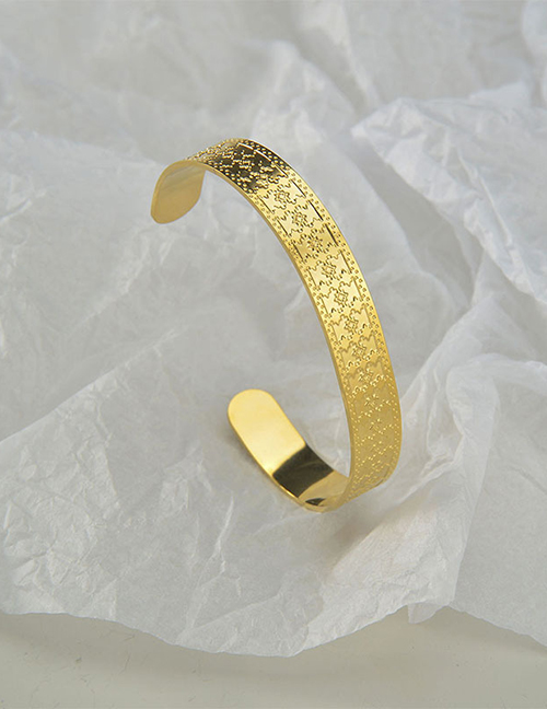 Fashion Gold Color Stainless Steel Hollow Cross Open Bracelet