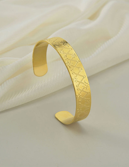 Fashion Gold Color Titanium Steel Five-pointed Star Embellished Open Bracelet