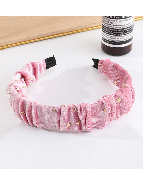 Fashion Pink Velvet Five-pointed Star Pleated Broad-side Headband
