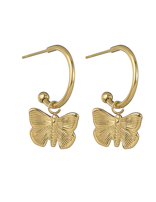 Fashion Gold Color Titanium Steel Butterfly Earrings