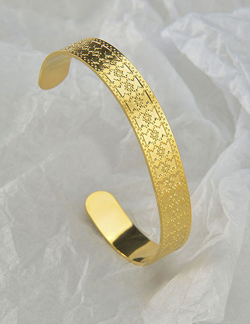 Fashion Gold Color Titanium Steel Embossed Cross Bracelet