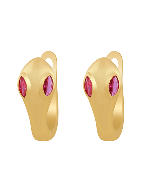 Fashion Red Copper Inlaid Zirconium Snake Head Earrings