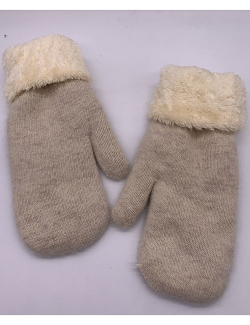 Fashion Beige Rabbit Plush Full Finger Gloves