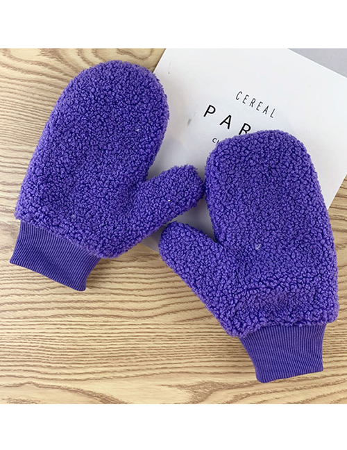 Fashion Purple Polar Fleece Plus Fleece Full Finger Gloves