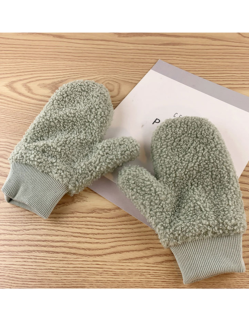 Fashion Mint Green Polar Fleece Plus Fleece Full Finger Gloves