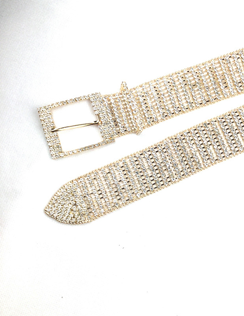 Fashion Gold Alloy Diamond-studded Wide-sided Belt