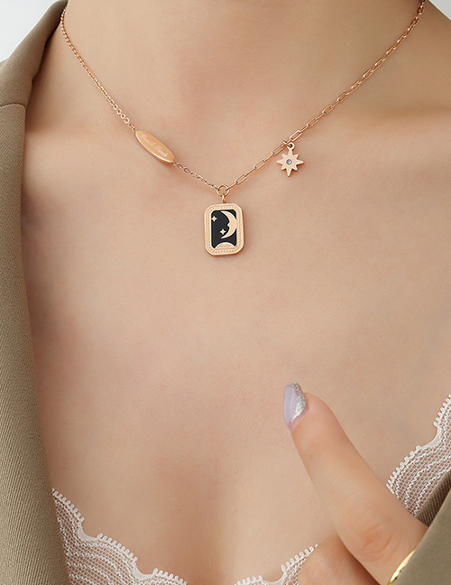 Fashion Rose Gold Color Stainless Steel Xingyue Square Brand Letter Necklace