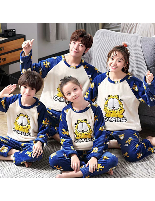 Fashion Garfield (large Size) Flannel Cartoon Parent-child Pajamas Set