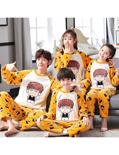 Fashion Slam Dunk (large Size) Flannel Cartoon Parent-child Pajamas Set