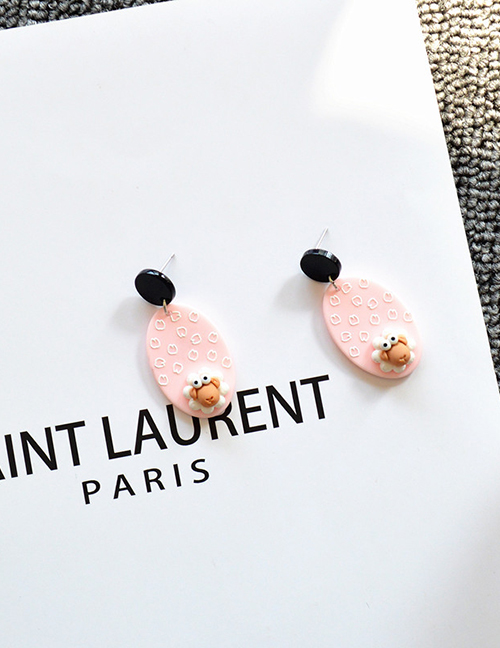Fashion Pink Oval Acrylic Geometric Three-dimensional Cartoon Earrings