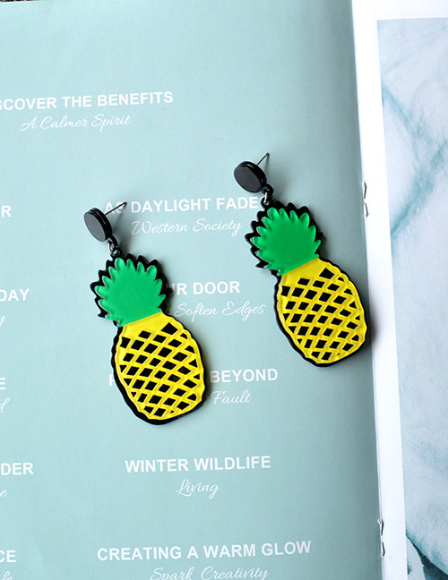 Fashion Pineapple Acrylic Geometric Pineapple Cake Eye Stud Earrings