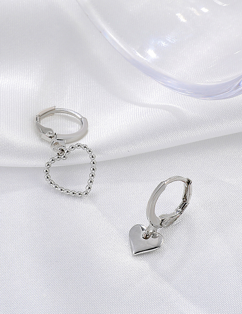 Fashion Silver Color Metal Asymmetric Love Earrings
