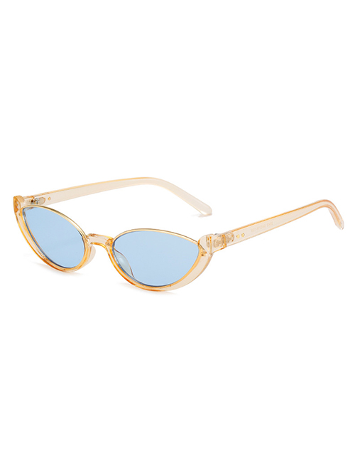 Fashion Brown Frame Blue Film Cat Eye Small Frame Sunglasses