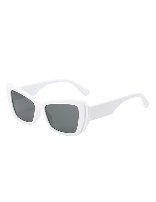 Fashion White Frame All Gray Film Pc Cat Eye Sunglasses