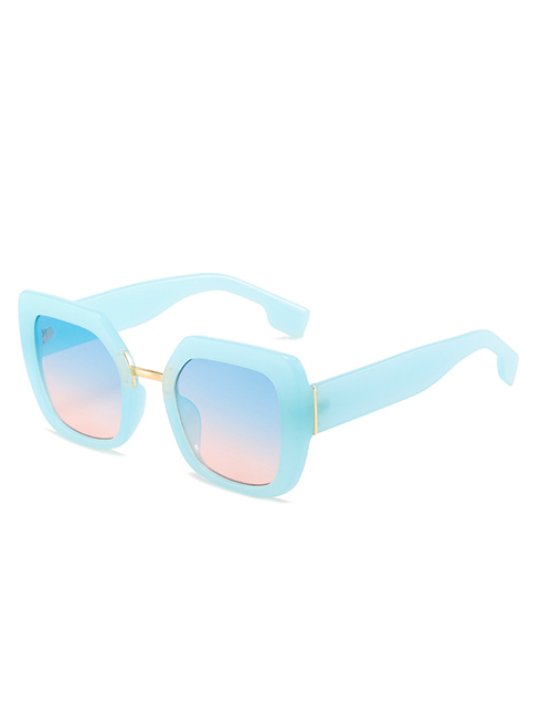 Fashion Blue Frame Blue Powder Tablets Geometric Square Sunglasses