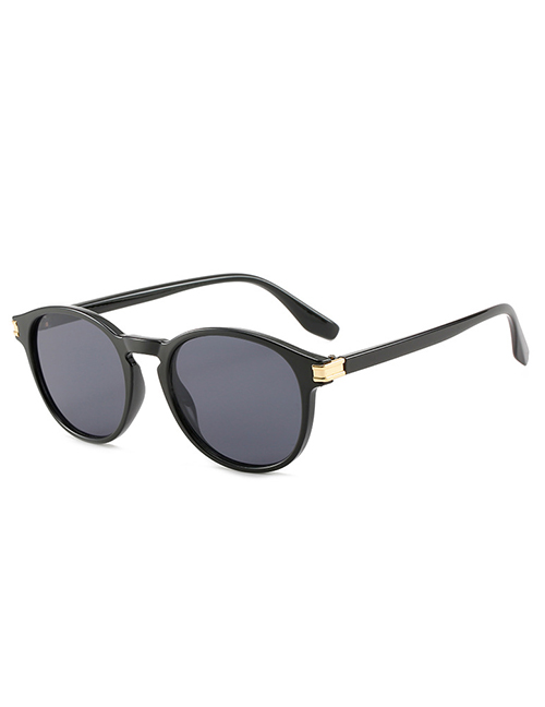 Fashion Black Frame Gray Piece Pc Round Frame Sunglasses