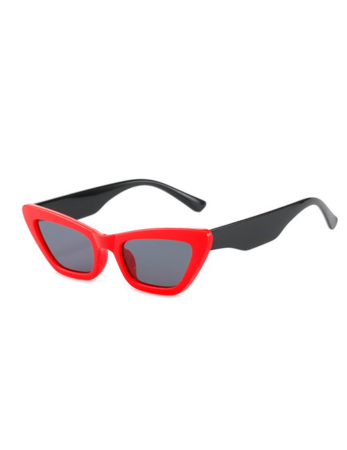 Fashion Red Frame Gray Piece Cat Eye Small Frame Sunglasses