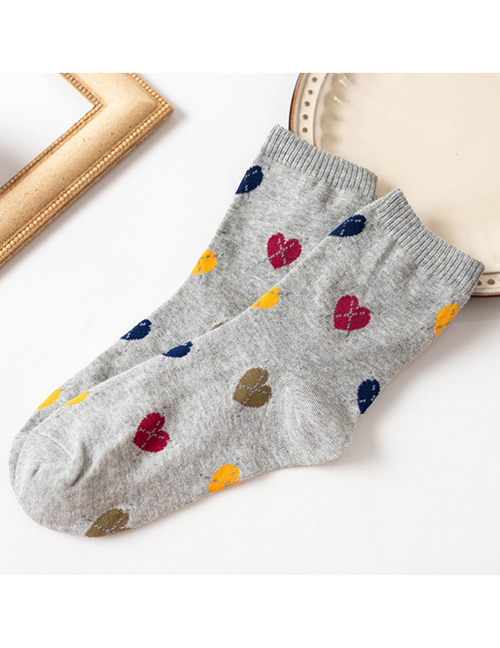 Fashion Grey Love Print Tube Socks