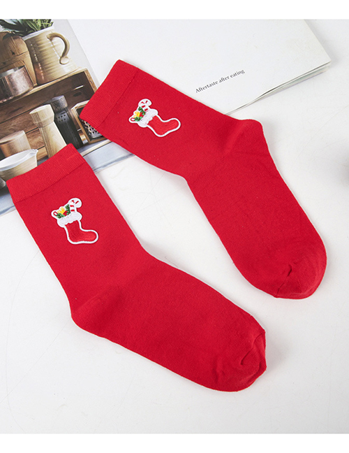 Fashion Red Sole Shoes Cotton Christmas Embroidered Wood Ear Socks