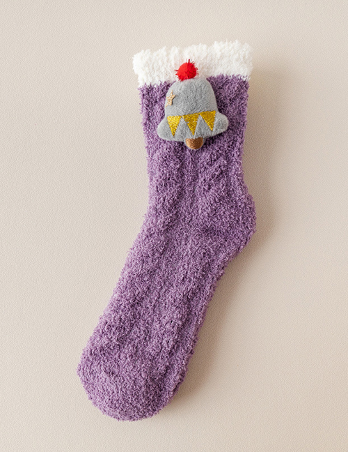 Fashion Gift Box Purple Christmas Coral Fleece Cartoon Floor Socks