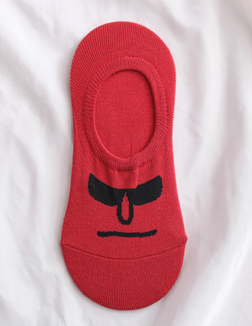 Fashion Scarlet Cartoon Emoji Embroidered Shallow Mouth Socks