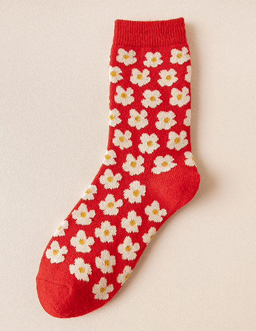 Fashion Chrysanthemum Geometric Print Wool Socks