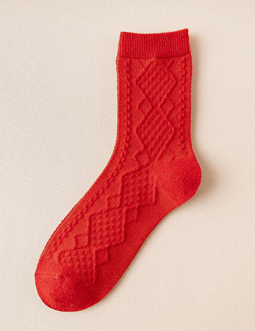 Fashion Pure Color Shading Geometric Print Wool Socks