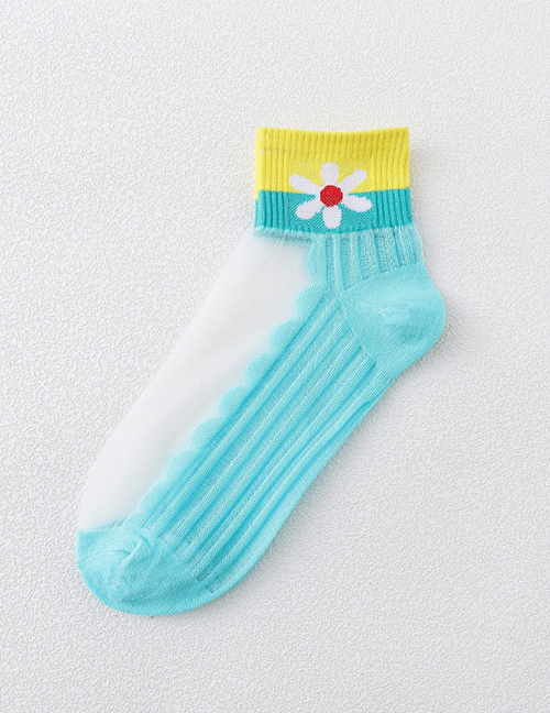 Fashion Blue Sunflower Embroidery Stockings Stitching In Tube Socks