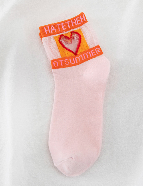 Fashion Pink Cotton Love Card Silk Tube Socks