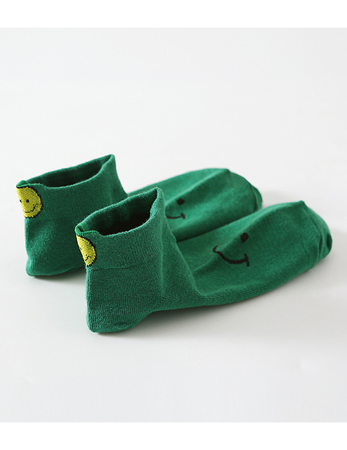 Fashion Green Cotton Geometric Embroidered Tube Socks