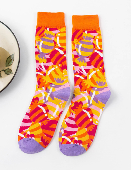 Fashion Candy Cotton Geometric Print Socks