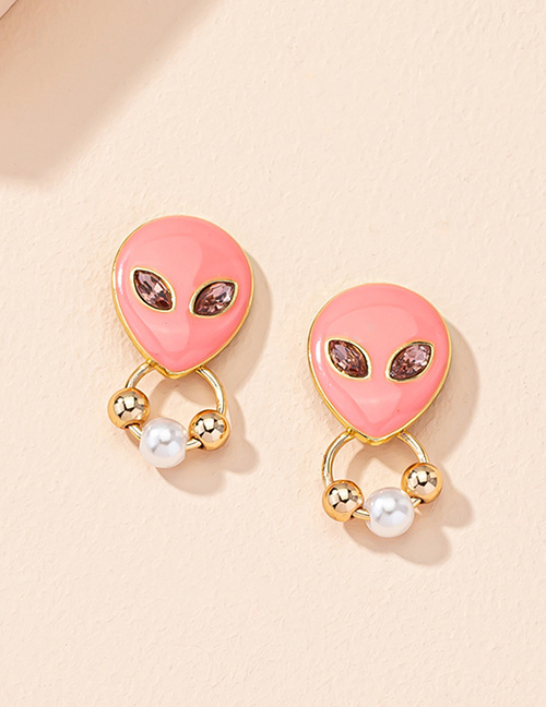 Fashion Gold Color Alloy Diamond-studded Oil Drop Alien Geometric Stud Earrings