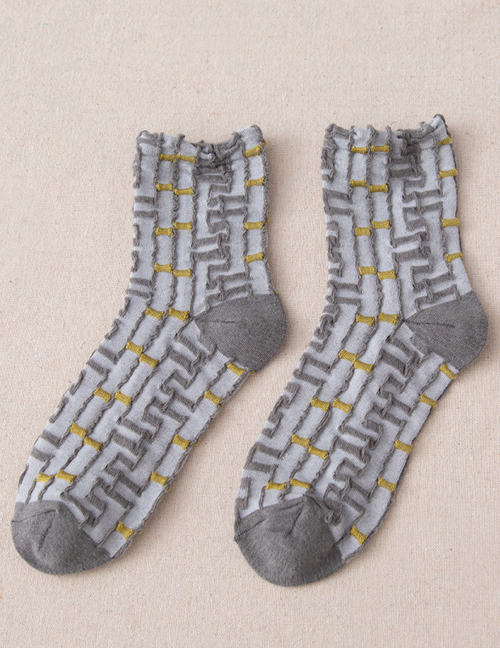 Fashion Grey Cotton Labyrinth Socks