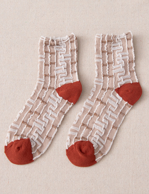 Fashion Khaki Cotton Labyrinth Socks