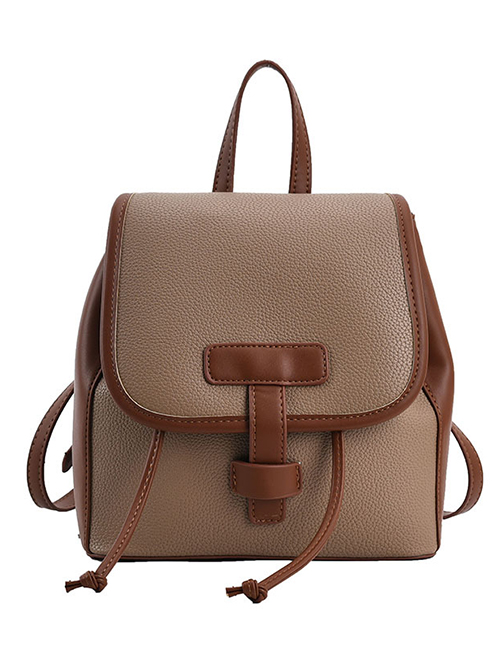Fashion Brown Pu Large Capacity Double Crossbody Bag