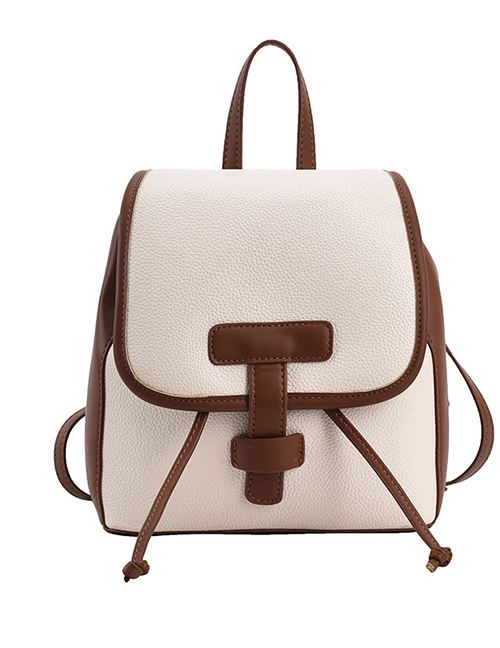 Fashion Brown With White Pu Large Capacity Double Crossbody Bag