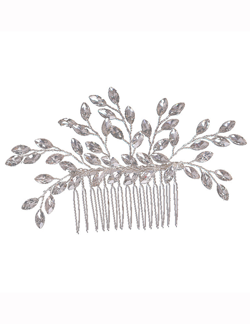 Fashion Silver Color Rhinestone Weaving Geometric Hair Comb