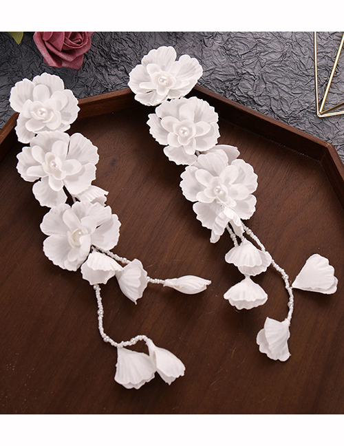 Fashion White Fabric Flower Geometric Headband