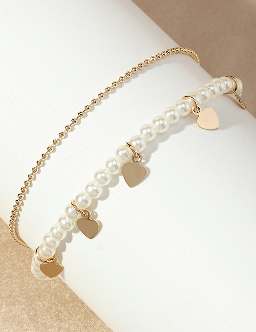 Fashion Gold Color Pearl Beaded Love Bracelet Set