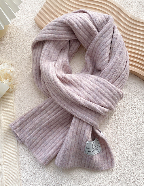 Fashion Purple Striped Knitted Patch Scarf