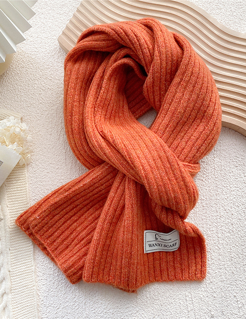 Fashion Orange Striped Knitted Patch Scarf