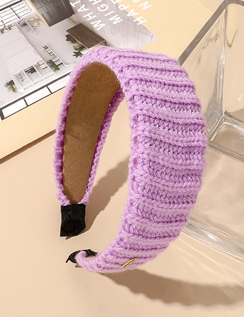 Fashion Light Purple Wool Knit Broad-brimmed Headband