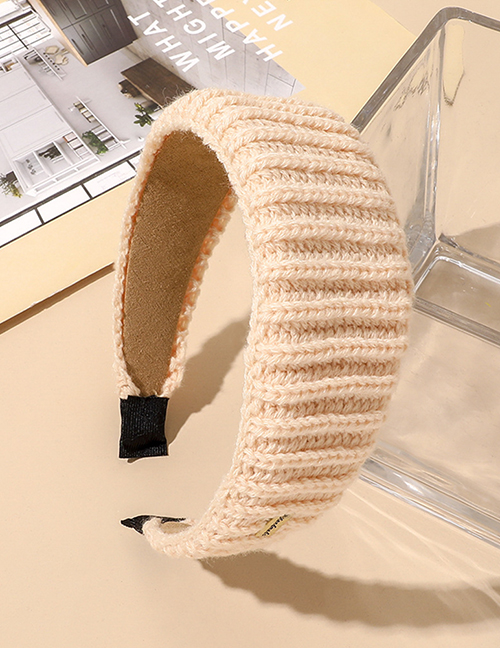 Fashion Beige Wool Knit Broad-brimmed Headband