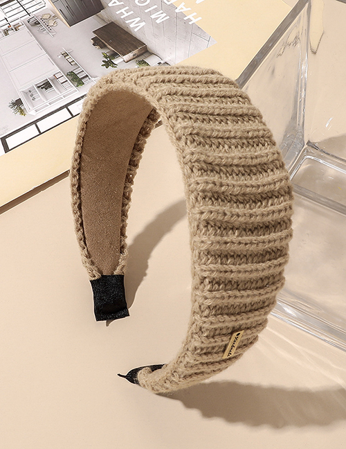 Fashion Khaki Wool Knit Wide Brim Headband