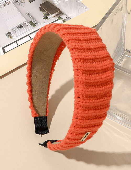Fashion Orange Wool Knit Wide Brim Headband