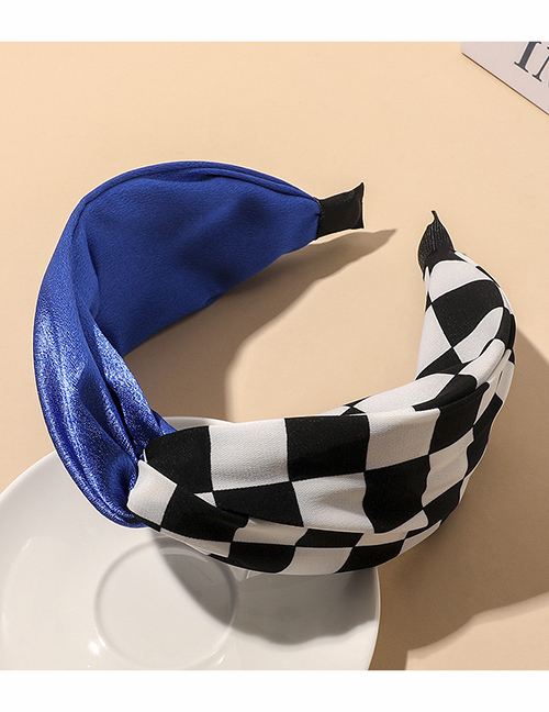 Fashion Blue Checkerboard Color Matching Headband